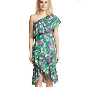 BACKSTAGE Women’s Green Floral One shoulder asymmetrical dress. Sz S